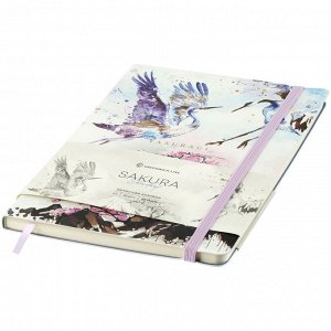 Записная книжка А5 80л. ЛАЙТ, кожзам, Greenwich Line ""Sakura. Shadoof"", с резинкой, тиснение фольгой