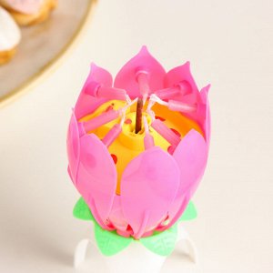 Свеча для торта музыкальная ""Тюльпан"", розовая, 12×5 см