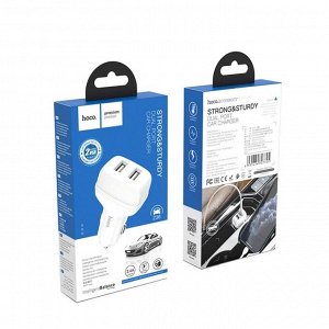 Автомобильное зарядное устройство Hoco Z36, 2 USB, 2.4 А, белое