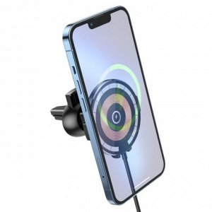 Автомобильное зарядное устройство Hoco CW42, беспроводное, магнитное, PD, USB, 2 А,1м,чёрный