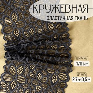 Кружевная эластичная ткань, 170 мм, 2.7±0.5 м, графитовая