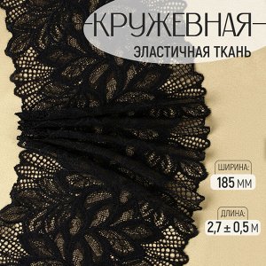 Кружевная эластичная ткань, 185 мм, 2.7±0.5 м, чёрная