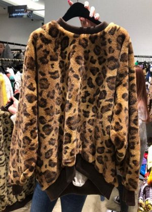 Свободный свитер коричневый леопард