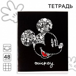 Тетрадь в клетку 48 листов, картонная обложка «Микки Маус»