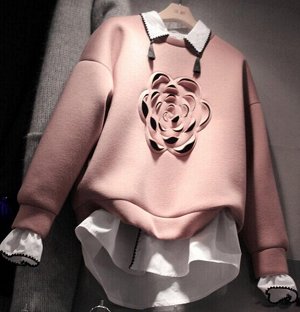 Комбинированная кофта-рубашка розово-белая