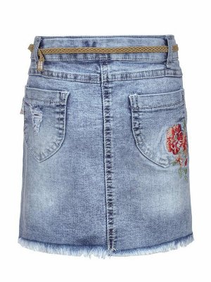 Юбка джинсовая для девочки, декор-пояс с цветами