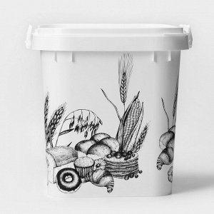Ёмкость для муки и сахара, 25 л, с декором, белая