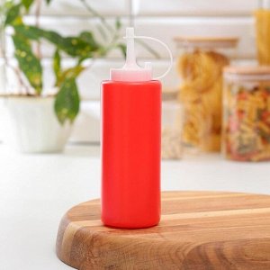 Бутылка для соуса, 400 мл, 6*19,5 см, пластик, красная