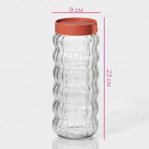 Банка стеклянная для сыпучих продуктов Доляна «Коралл», 1 л, 9?23 см, с пластиковой крышкой