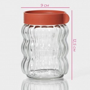 Банки для сыпучих продуктов Доляна «Коралл», 500 мл, 9*12.5 см, набор 2 шт., с пластиковой крышкой, стекло, прозрачные