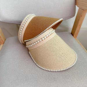 Козырек солнцезащитный, женский, соломенный