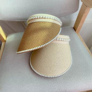 Козырек солнцезащитный, женский, соломенный