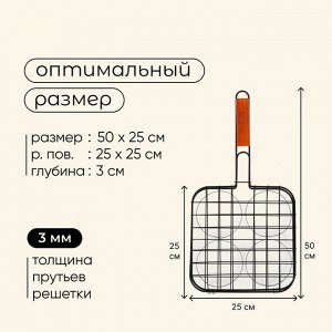 Решётка - гриль для бургеров maclay, 25x25 см, хромированная сталь, для мангала