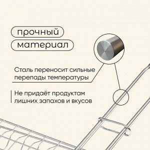 Решётка - гриль для рыбы maclay, 25x34 см, нержавеющая сталь, для мангала