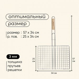 Решётка - гриль для рыбы maclay, 25x34 см, нержавеющая сталь, для мангала