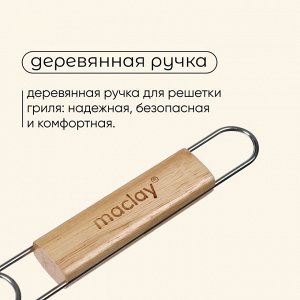 Решётка - гриль для сосисок maclay, 17х8.5 см, нержавеющая сталь, для мангала