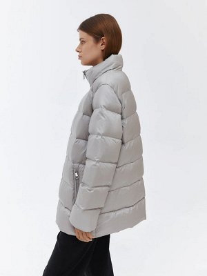 Oversize куртка с воротником Светло-серый