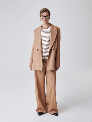 Двубортный oversize жакет Бежевый