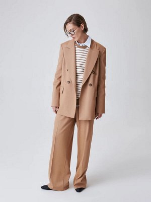 Двубортный oversize жакет Бежевый