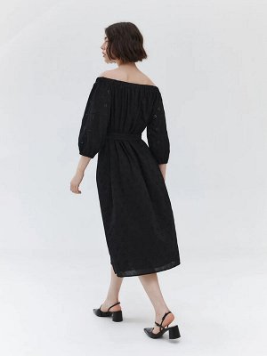 Платье с вышивкой "ришелье" Черный