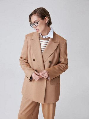 Двубортный oversize жакет Бежевый