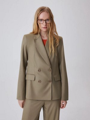 Двубортный oversize жакет Темно-бежевый