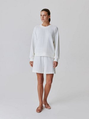 Трикотажный oversize свитшот Молочный