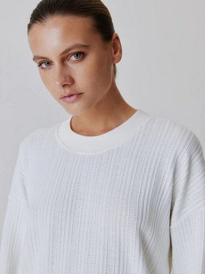 Трикотажный oversize свитшот Молочный