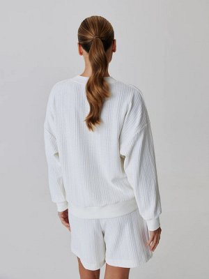 Трикотажный oversize свитшот Молочный