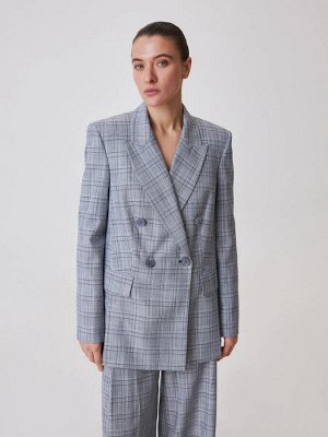 Oversize жакет в клетку Серый