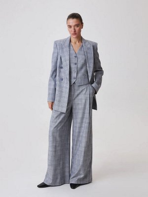 Oversize жакет в клетку Серый