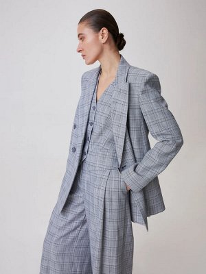 Oversize жакет в клетку Серый