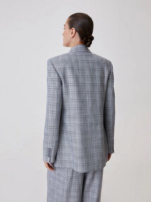 Oversize жакет в клетку Серый