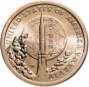США 1 доллар 2024 Алабама - Сатурн-5, Ракета, Космос, Американские Инновации, 23-я монета