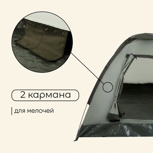 Палатка туристическая 3-местная maclay FISHT 3, 205x180x120 см, трекинговая, однослойная, зелёная