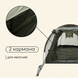 Палатка туристическая 3-местная maclay KAMA 3, 300x180x110 см, трекинговая, однослойная, с тамбуром, зелёная