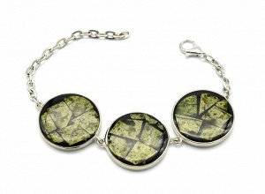 Браслет "Мозаика" из змеевика, 19,5 см.