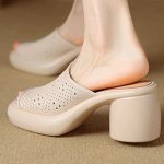 Сабо на толстой подошве и высоком каблуке, как на фото