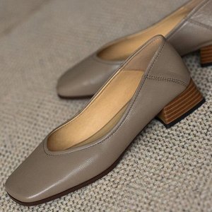 Туфли с квадратным носком, на толстом низком каблуке, как на фото