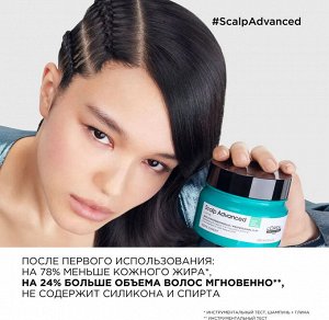 Шампунь 2 в 1 и маска для жирной кожи головы Loreal Scalp Advanced 250 мл Лореаль