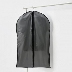 Чехол для одежды Доляна, 60x100 см, плотный, серый, прозрачный