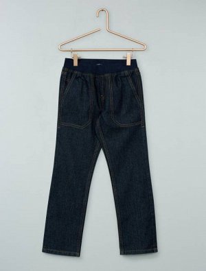 Прямые джинсы с поясом на резинке