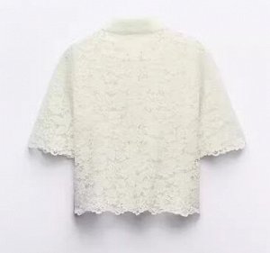 УКОРОЧЕННАЯ КРУЖЕВНАЯ РУБАШКА арт. 3278490, белый