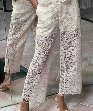 БРЮКИ CROPPED С КРУЖЕВОМ арт. 3254490, белый