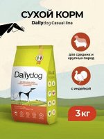 Пробник! Сухой корм Dailydog для взрослых собак средних и крупных пород с индейкой. 1 шт. Премиум. Россия