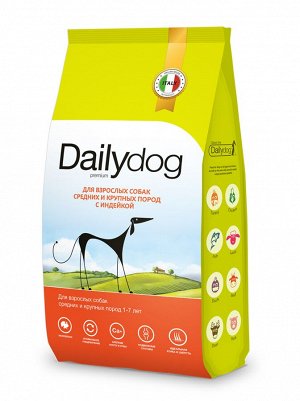 Сухой корм Dailydog для взрослых собак средних и крупных пород с индейкой 3кг