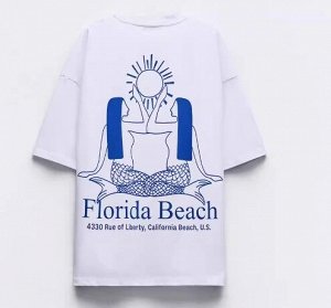 ХЛОПКОВАЯ ФУТБОЛКА С НАДПИСЬЮ FLORIDA арт. 0085371, белый