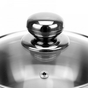 Ковш для кипячения молока из нержавеющей стали "Классика-Прима" 1,5л, д17см, h9см, ТРС-3, стеклянная крышка, прутковая металлическая ручка (Россия)