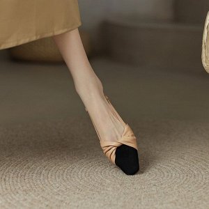 Туфли-мюли на толстом каблуке, бежевый