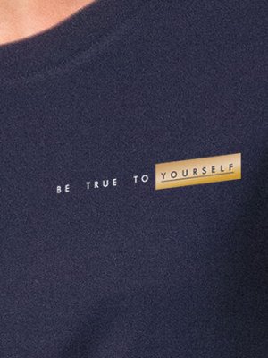 Футболка из премиального хлопка с принтом фольгой темно-синий_yourself